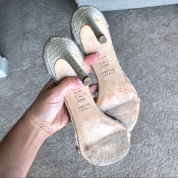 🔥Stuart Weitzman Nudist Python Heel Cream - Picture 4 of 4